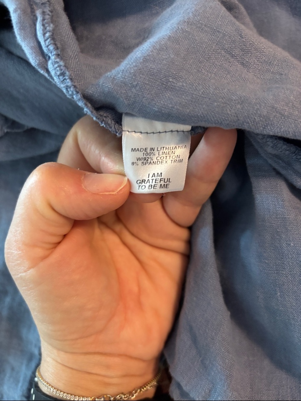 Flax Light Blue Linen Tank dress with Seamed Waist - Picture 5 of 8